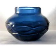 Blue bowl with decorative glass yarn 7th