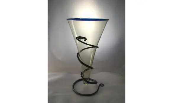 Conical glass with blue edge 30 cl