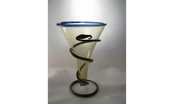 Conical glass with blue edge 15 cl
