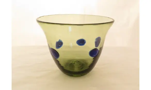 Small glass with blue spots
