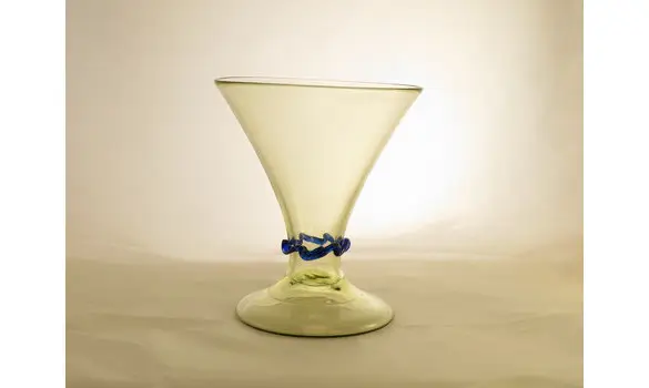Conical glass with blue decor 15-16th c